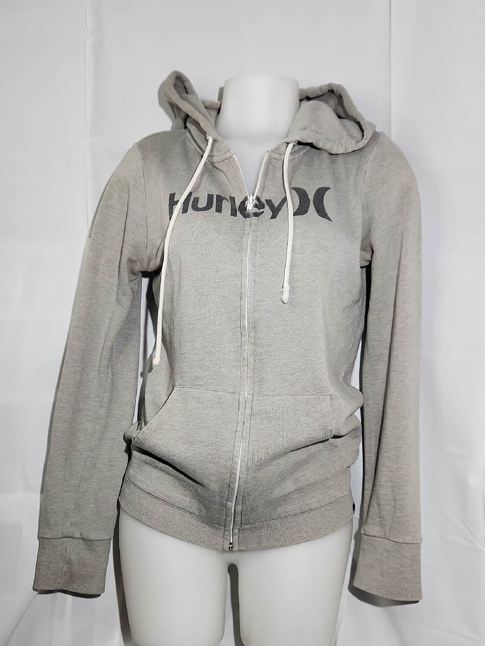 Hurley Women’s Gray Zip Hoodie - Lightweight Hooded Sweatshirt - Medium